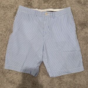 Men’s Polo Ralph Lauren Blue and White Seersucker Shorts (Size: 34)